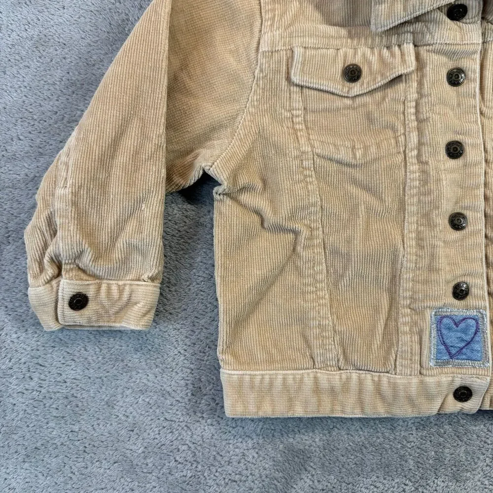 The Children's Place Jacket Kids 24 Months Brown Corduroy Love Flower Heart Cute